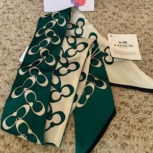 Coach Signature Silk Skinny Scarf Green